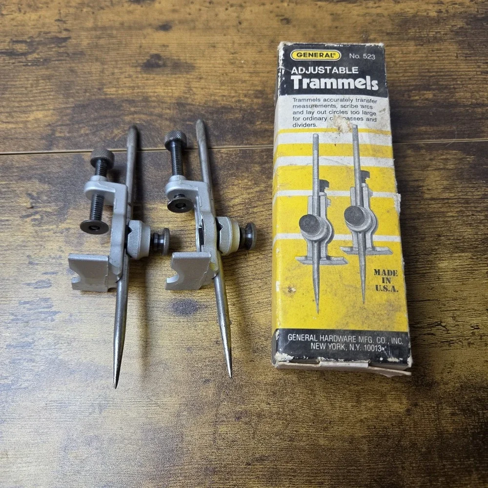 Vintage General Hardware Trammel Points No. 523 Made in USA